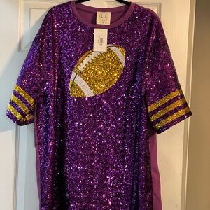 Purple and Gold Sequin T-Shirt Dress
